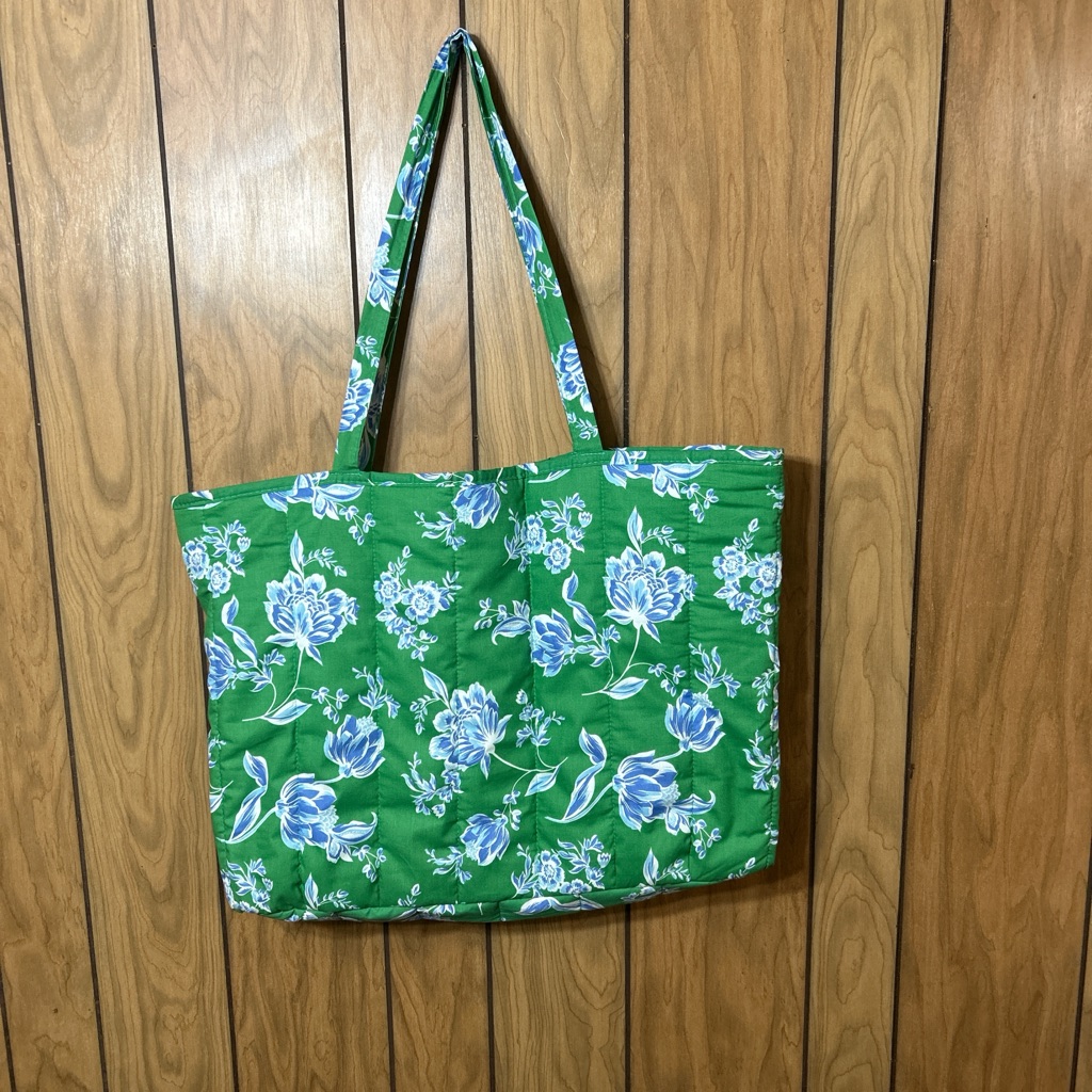 Draper James Green And Blue Floral Tote